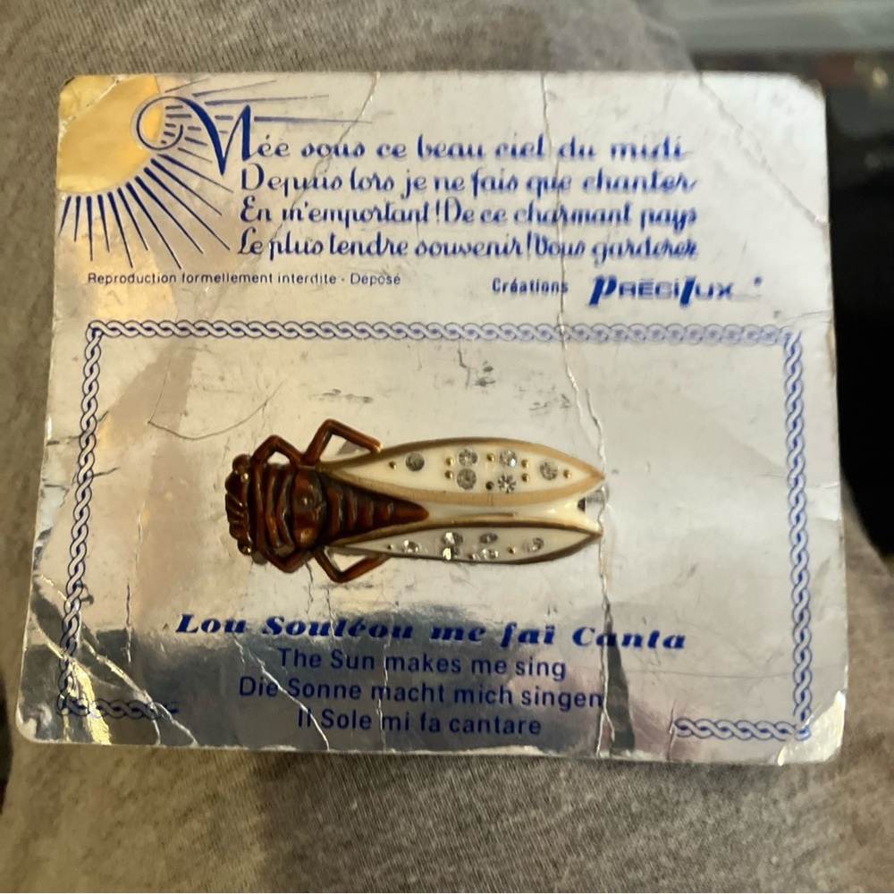Pin Brooch Vintage Cicada Bug Good Luck Cigale View 3
